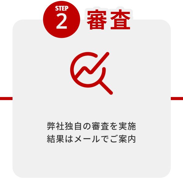 弊社独自の審査を実施、結果はメールでご案内